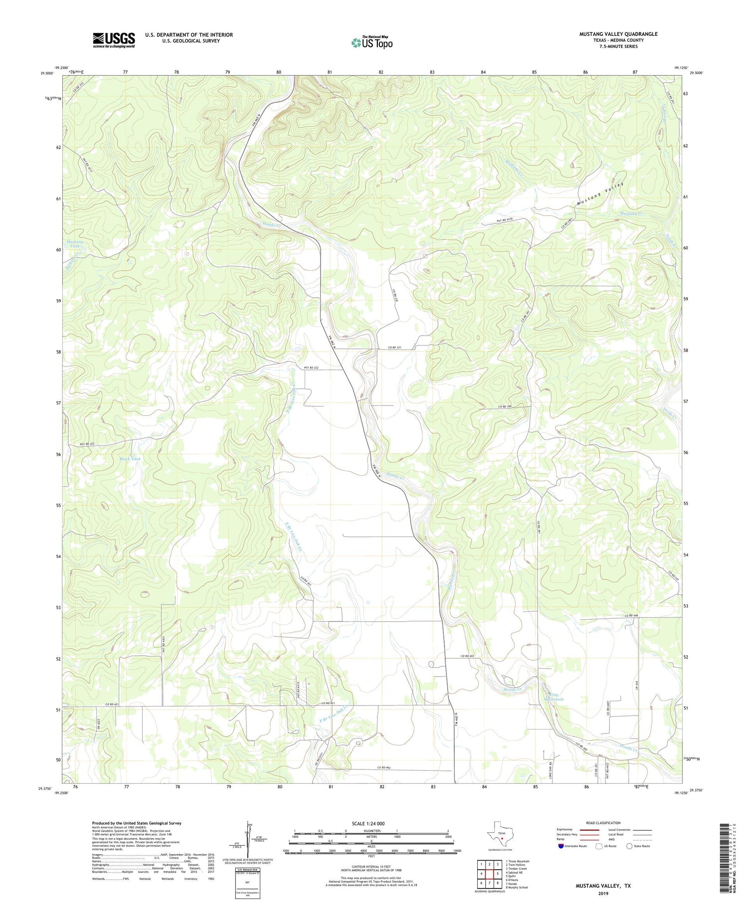 Mustang Valley Texas US Topo Map Image