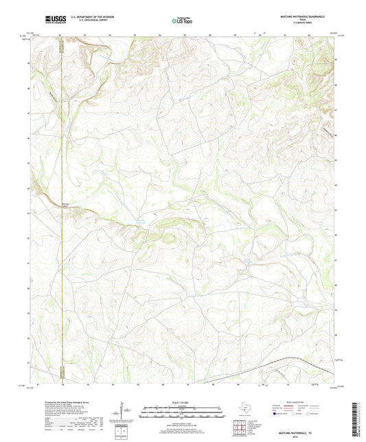 Mustang Waterhole Texas US Topo Map Image