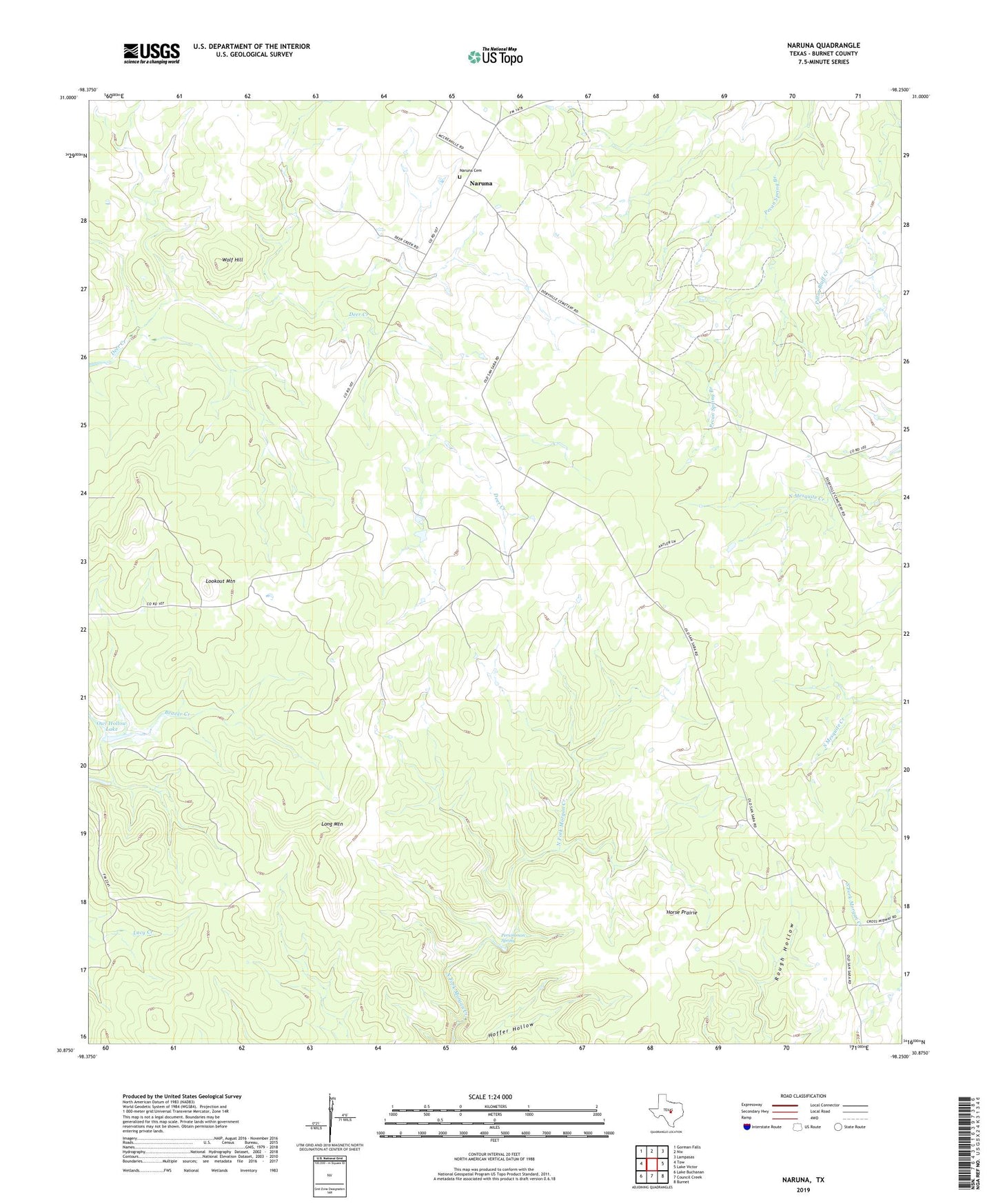Naruna Texas US Topo Map Image