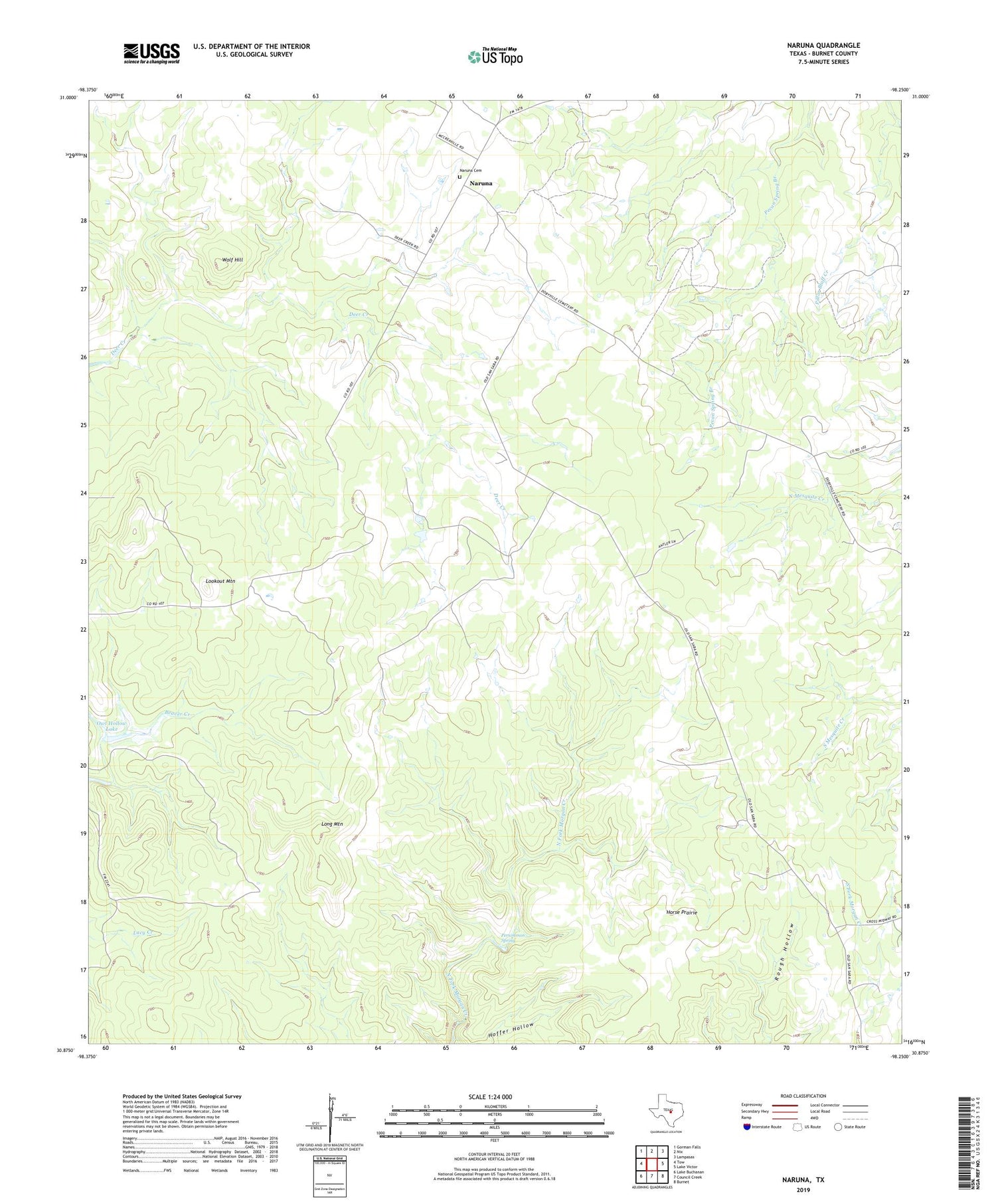 Naruna Texas US Topo Map Image