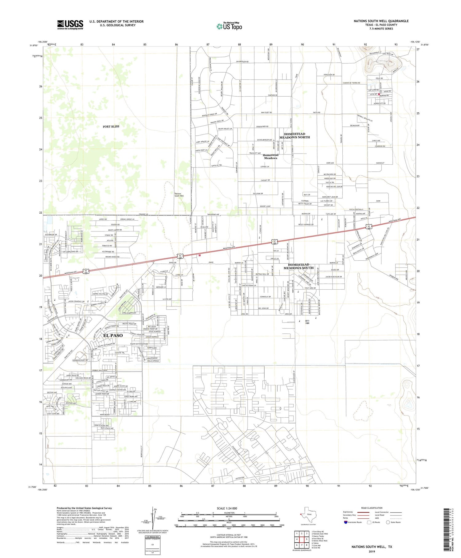 Nations South Well Texas US Topo Map Image
