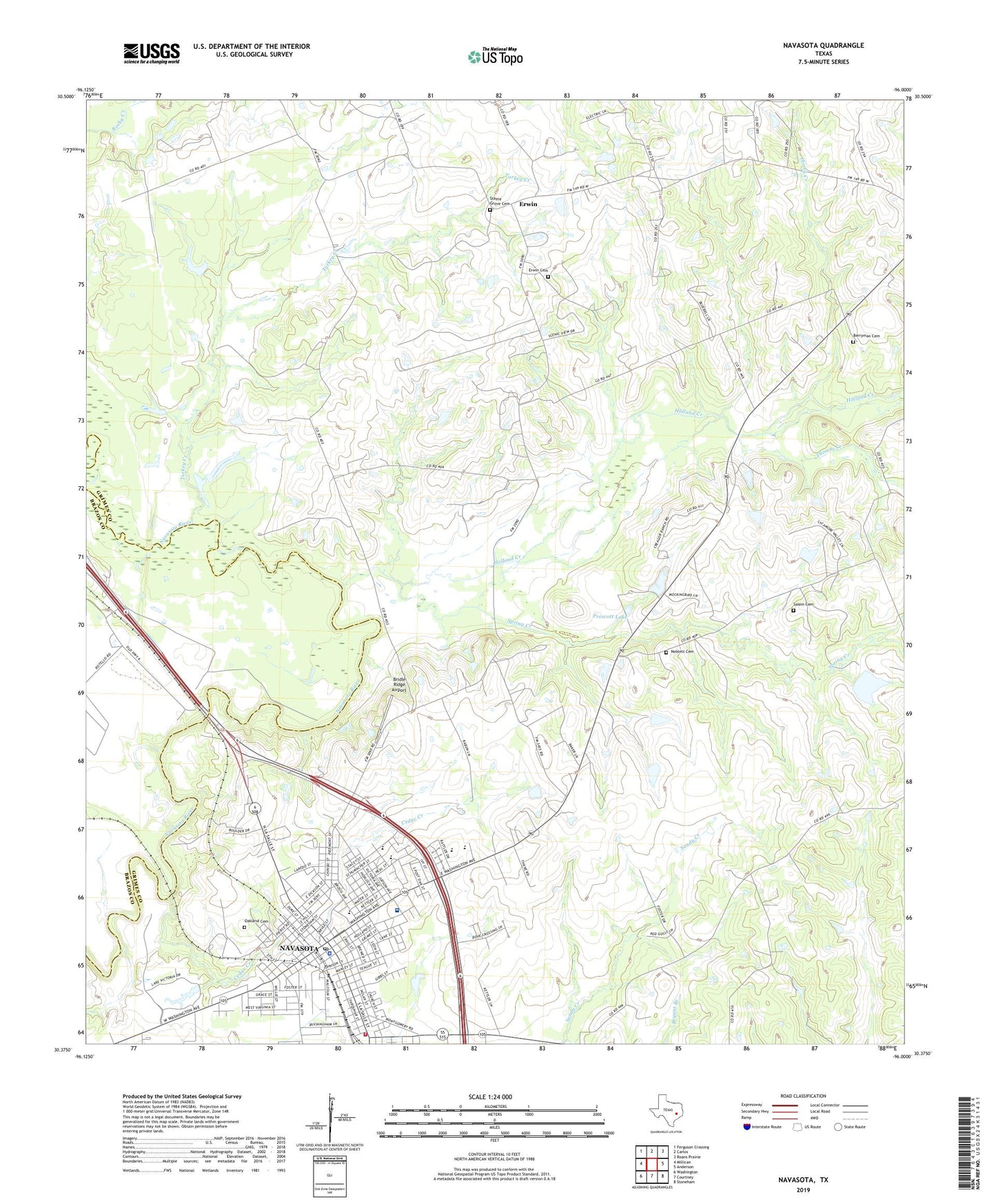 Navasota Texas US Topo Map Image