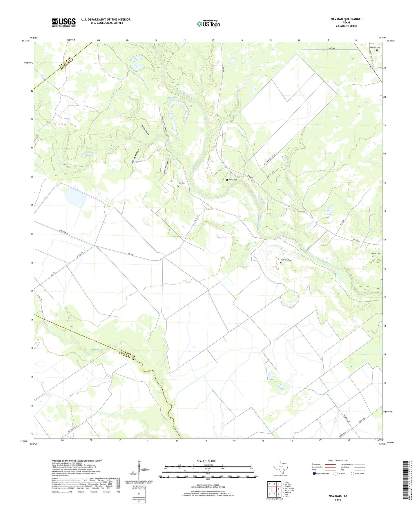 Navidad Texas US Topo Map Image