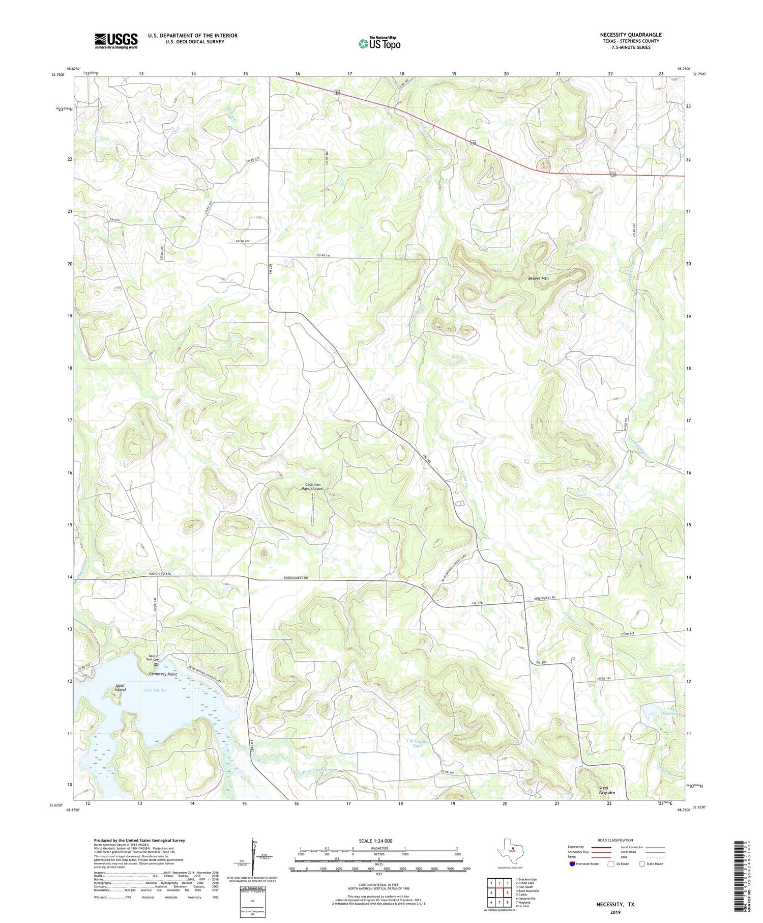 Necessity Texas US Topo Map Image