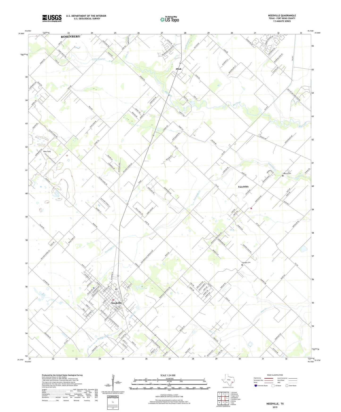 Needville Texas US Topo Map Image