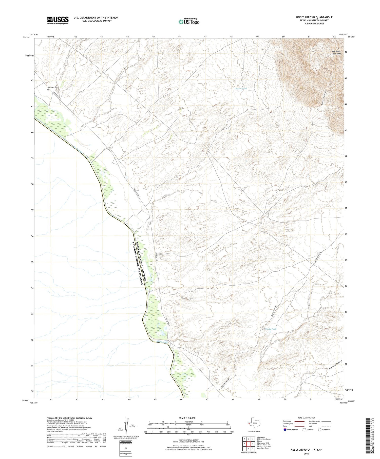 Neely Arroyo Texas US Topo Map Image