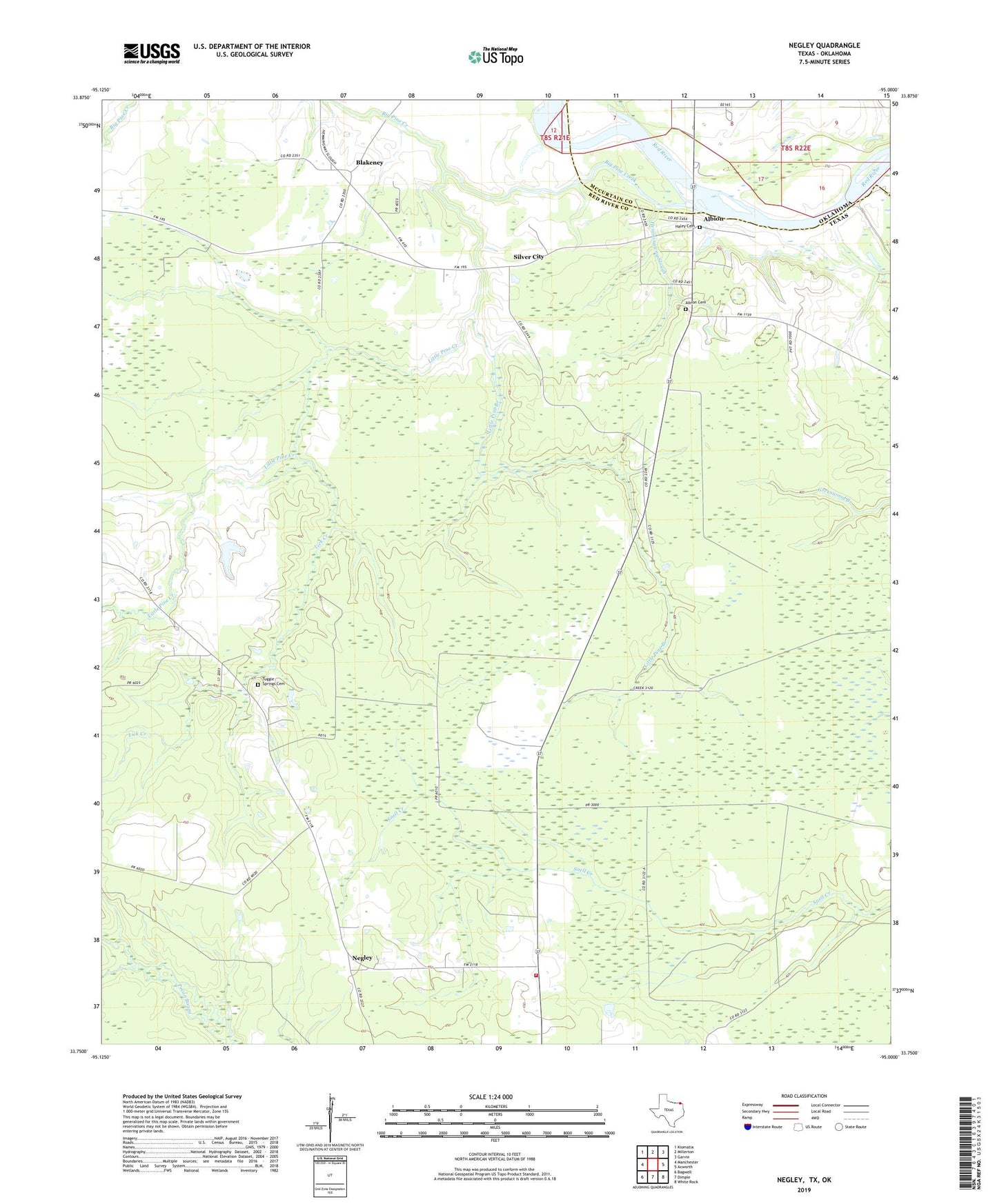 Negley Texas US Topo Map Image