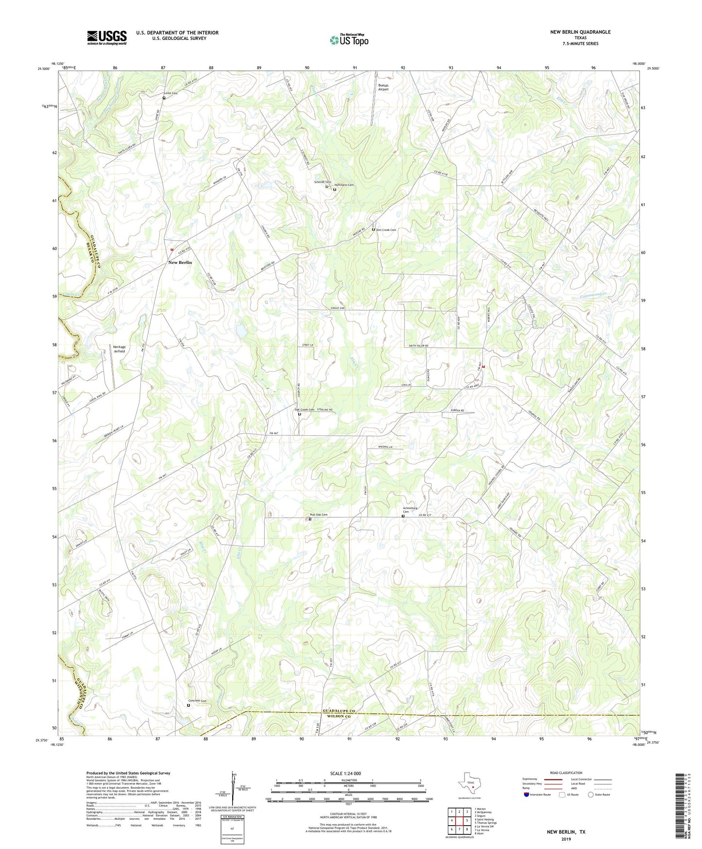 New Berlin Texas US Topo Map Image