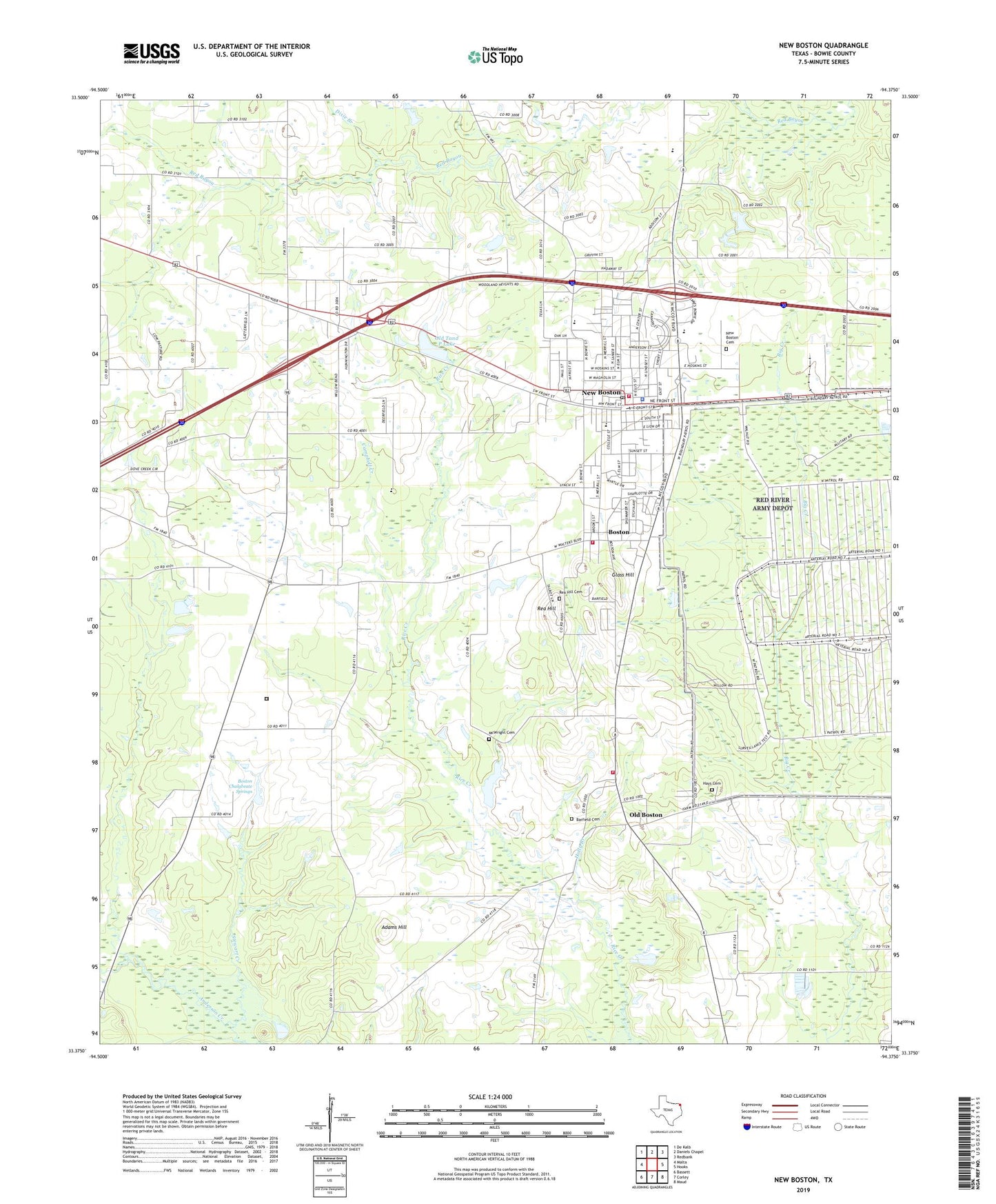 New Boston Texas US Topo Map Image