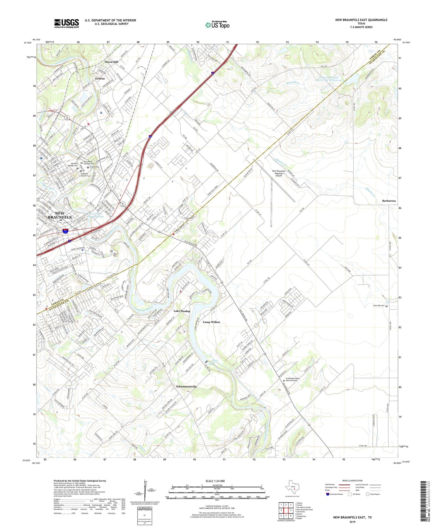 New Braunfels East Texas US Topo Map Image