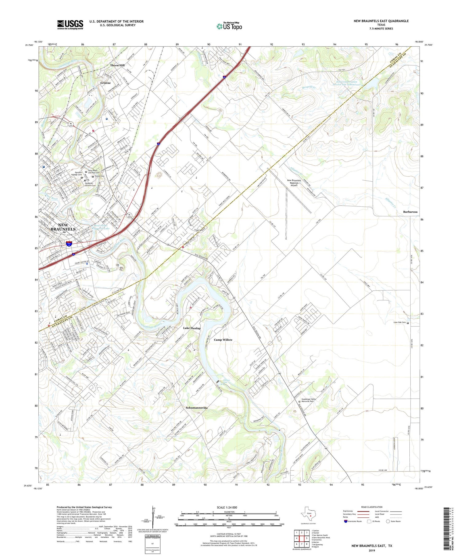 New Braunfels East Texas US Topo Map Image
