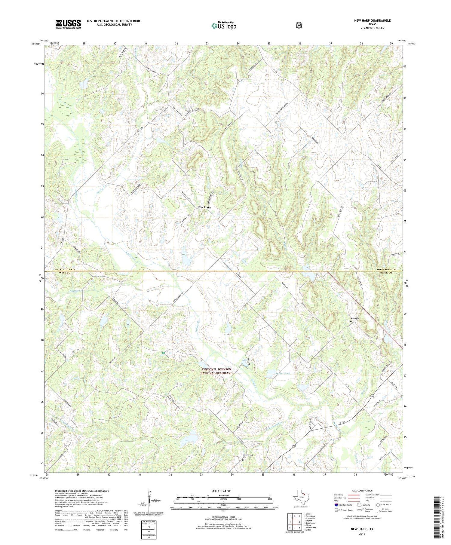 New Harp Texas US Topo Map Image