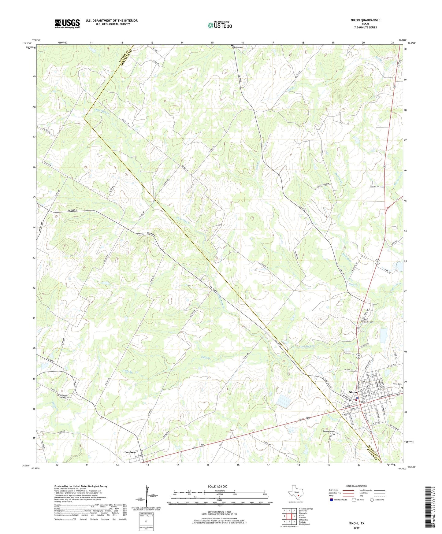 Nixon Texas US Topo Map Image