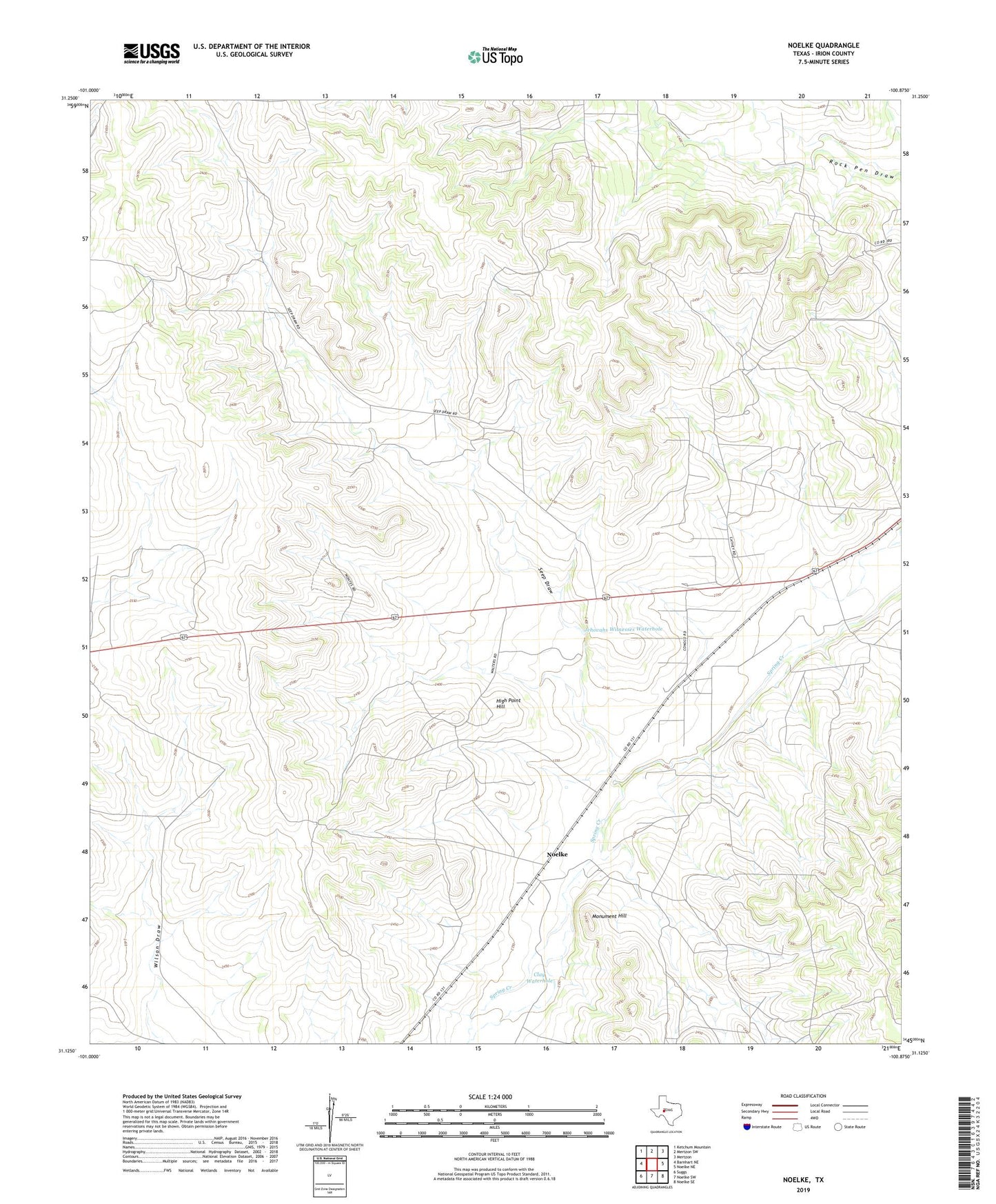 Noelke Texas US Topo Map Image