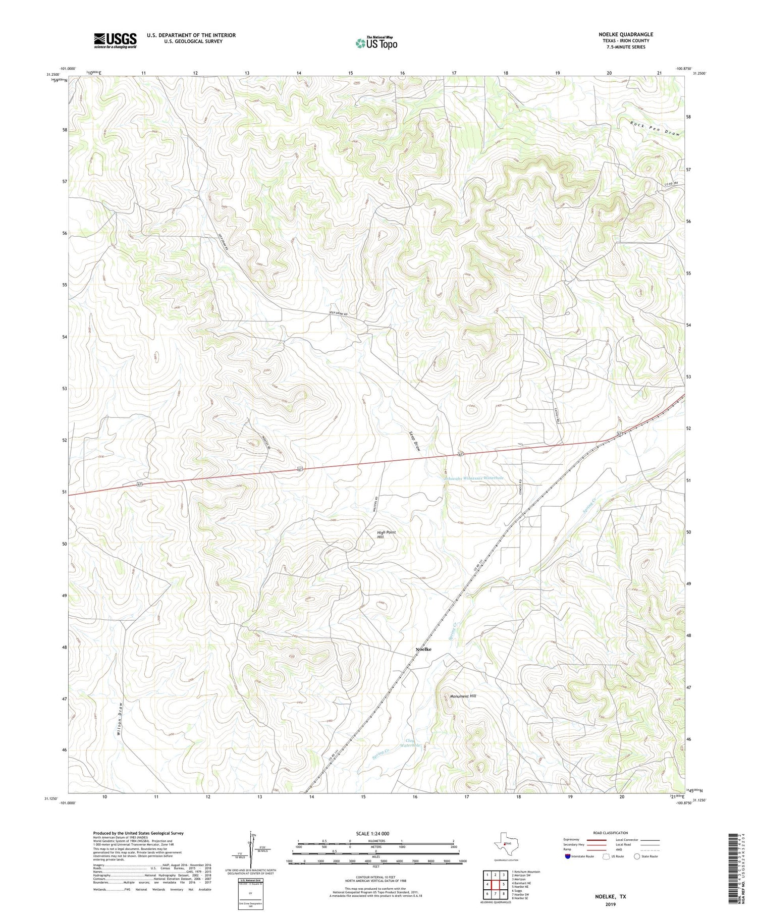 Noelke Texas US Topo Map Image