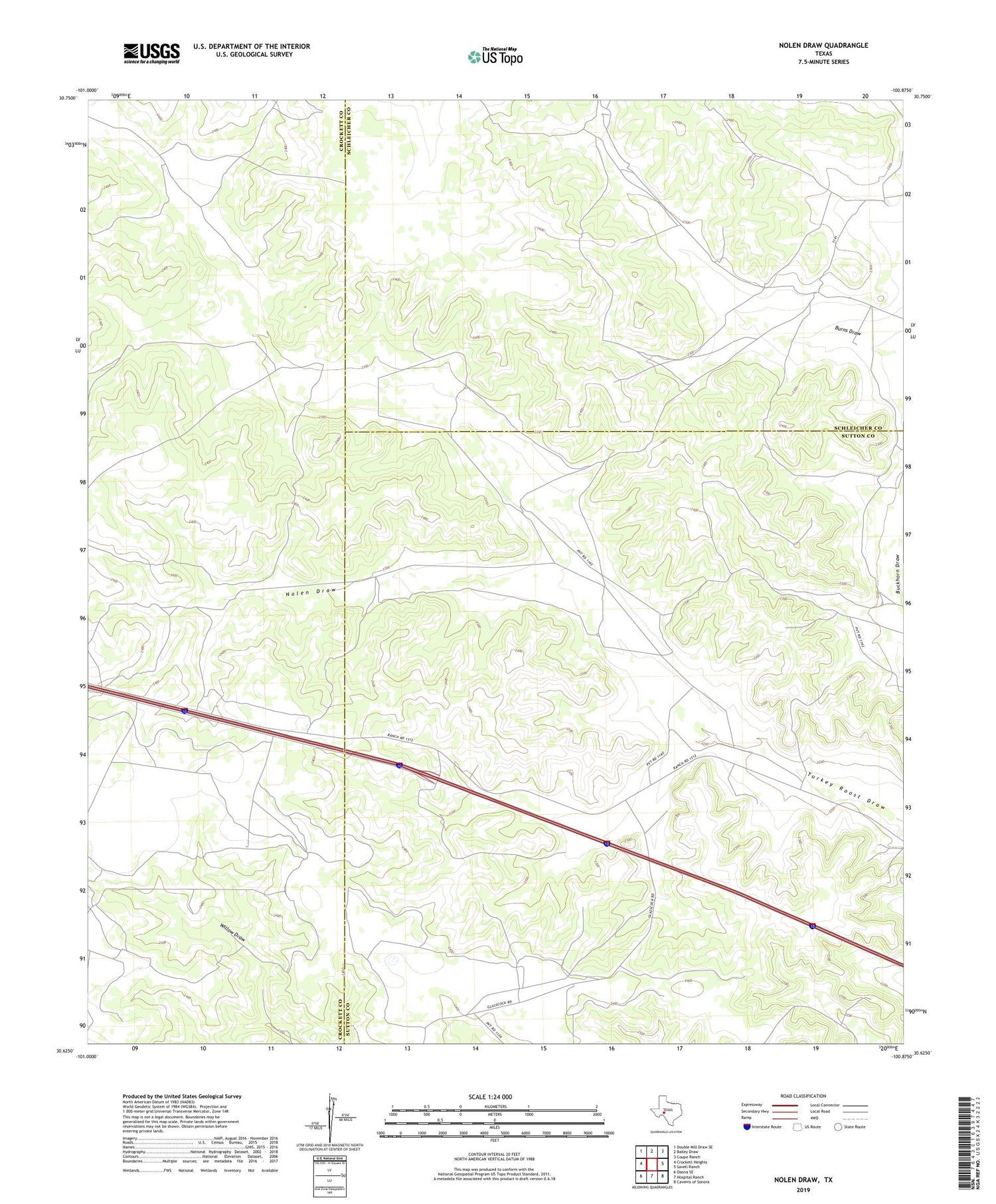 Nolen Draw Texas US Topo Map Image