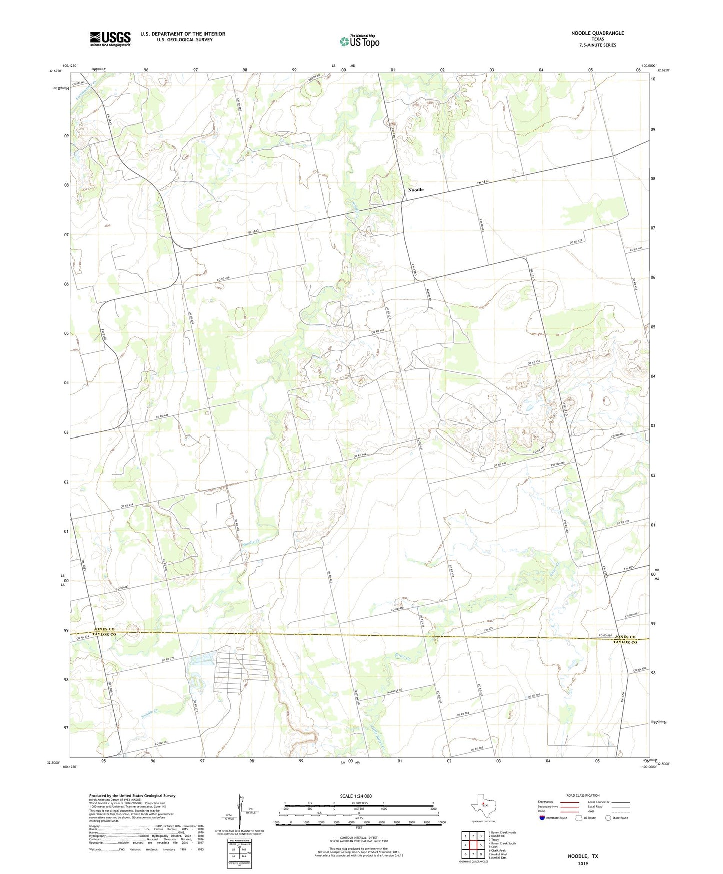 Noodle Texas US Topo Map Image