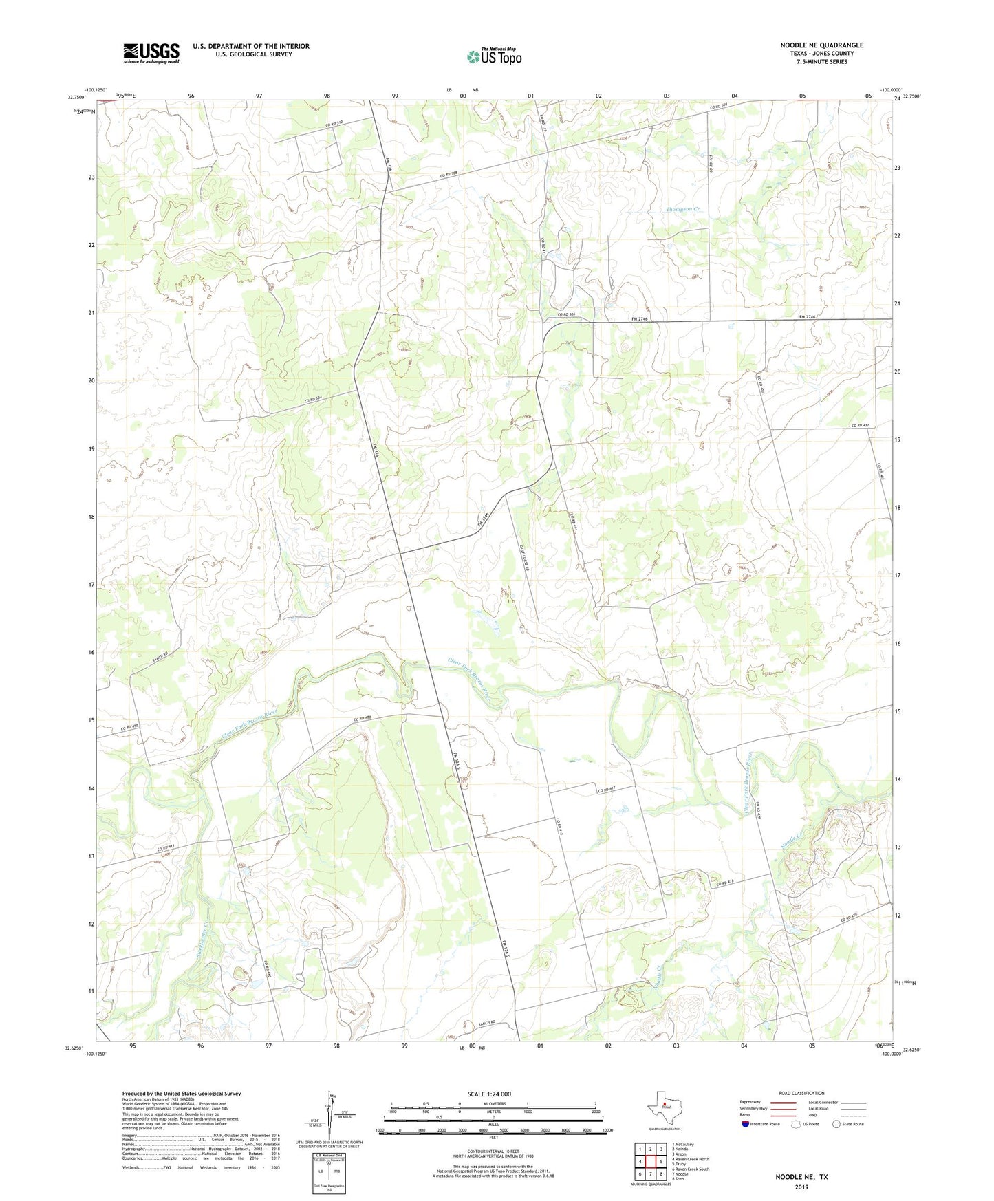 Noodle NE Texas US Topo Map Image