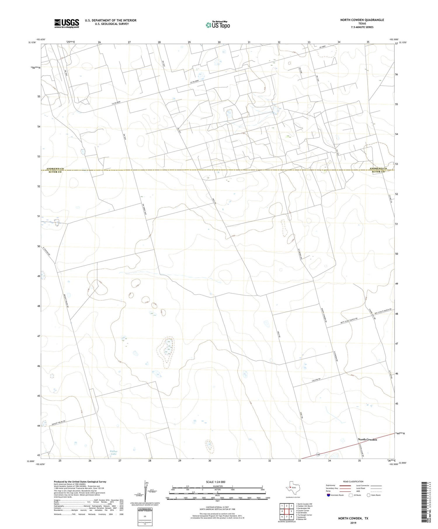 North Cowden Texas US Topo Map Image