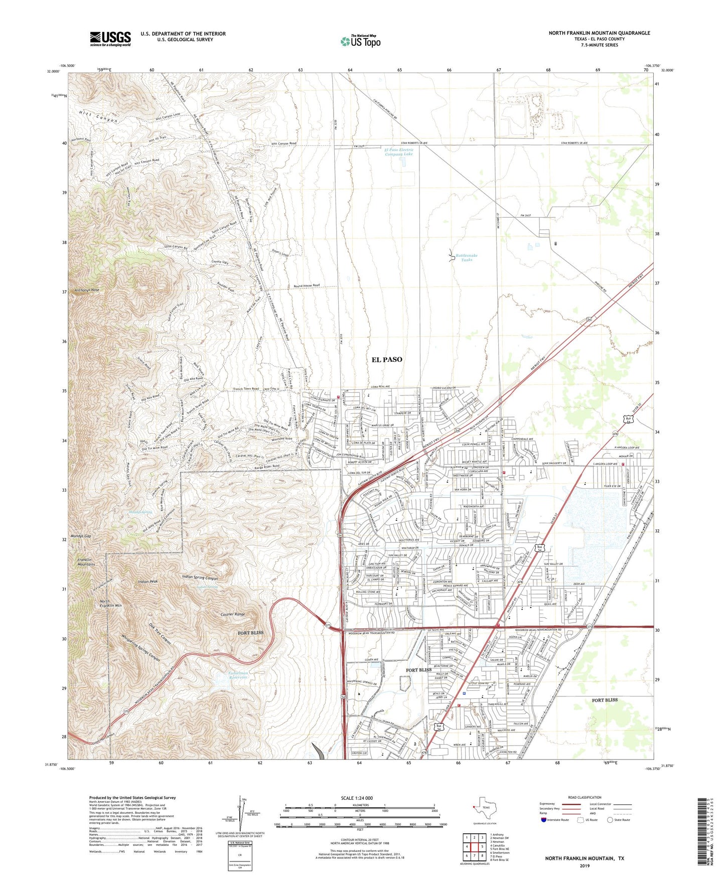 North Franklin Mountain Texas US Topo Map Image