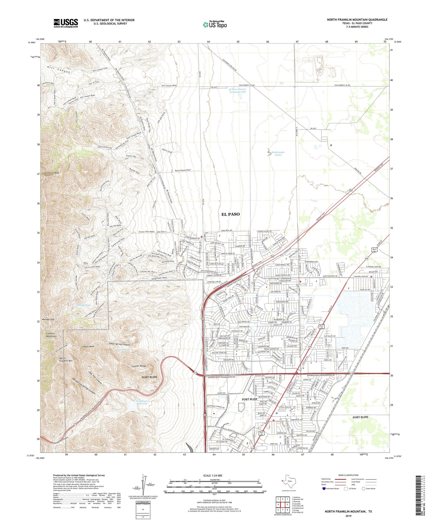 North Franklin Mountain Texas US Topo Map Image