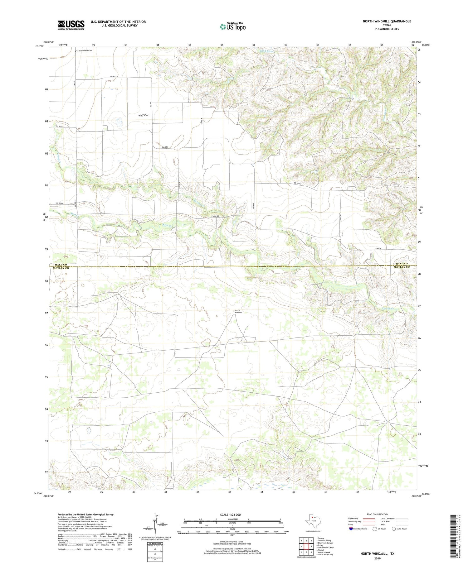 North Windmill Texas US Topo Map Image