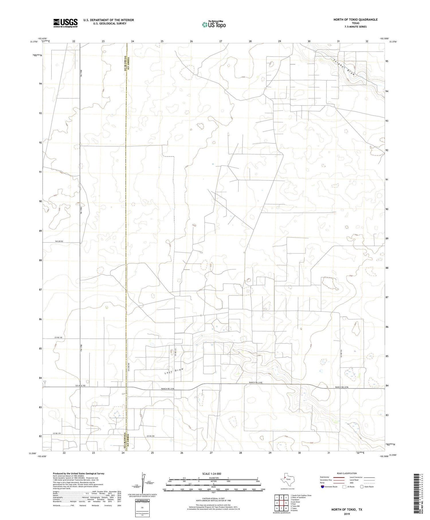 North of Tokio Texas US Topo Map Image