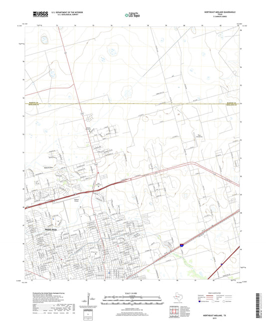 Northeast Midland Texas US Topo Map Image