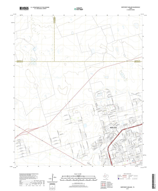 Northwest Midland Texas US Topo Map Image