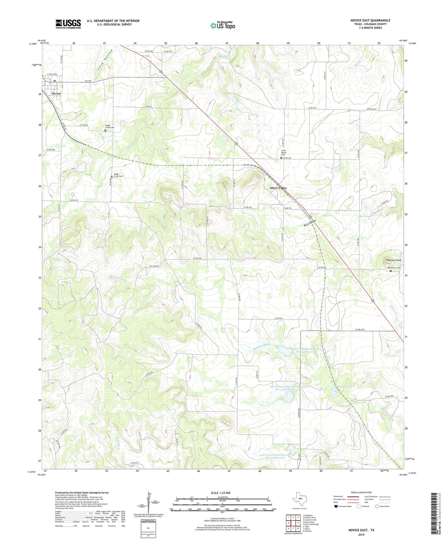 Novice East Texas US Topo Map Image