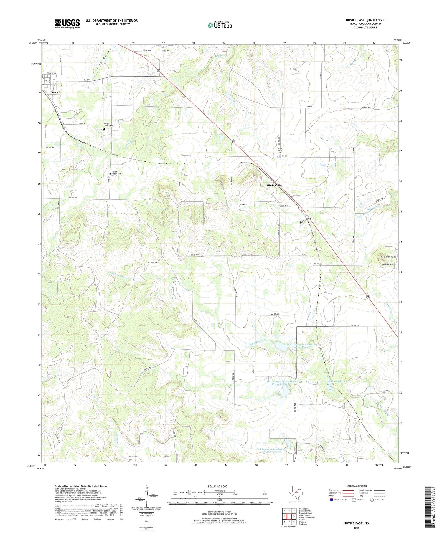 Novice East Texas US Topo Map Image