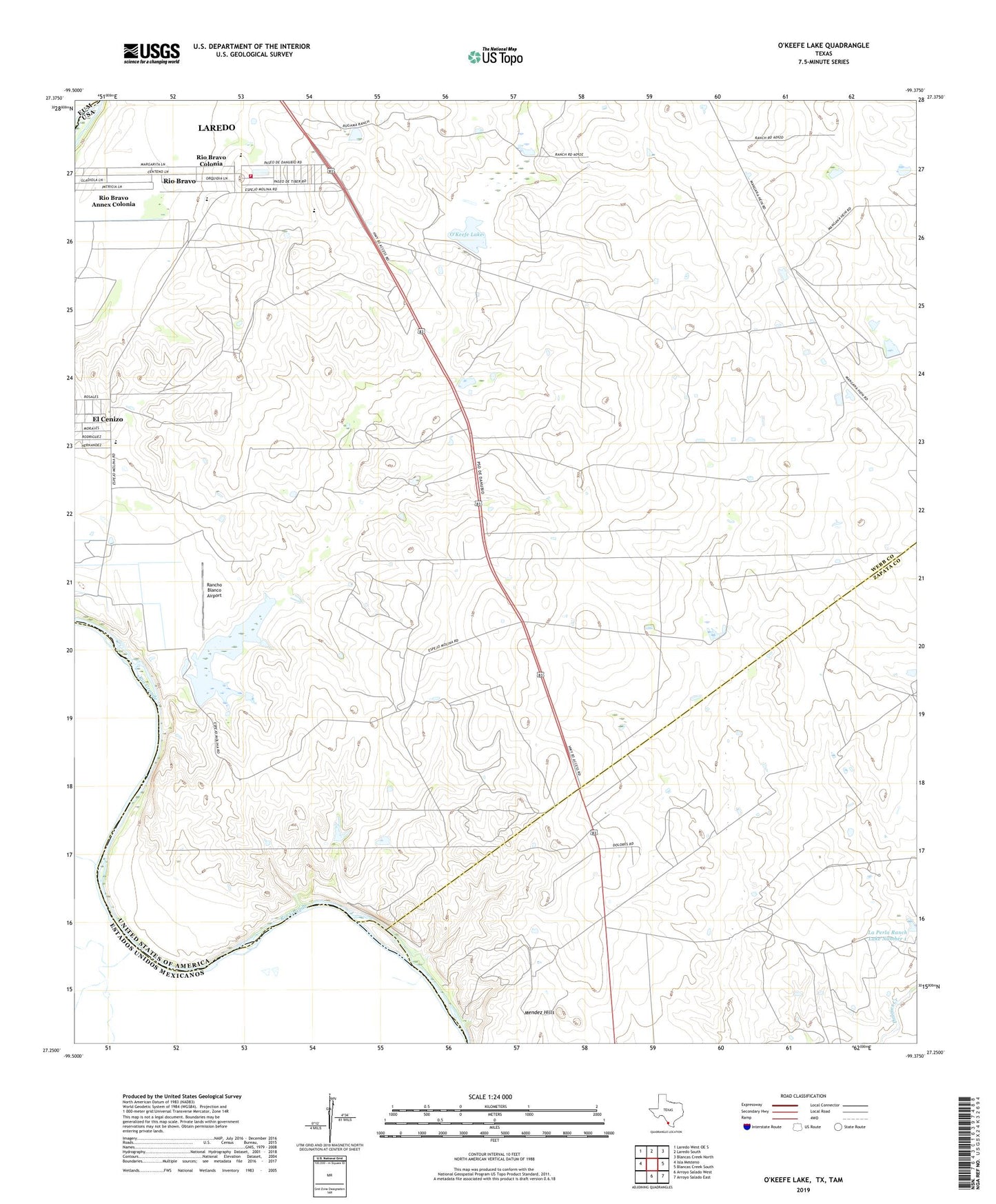 O'Keefe Lake Texas US Topo Map Image