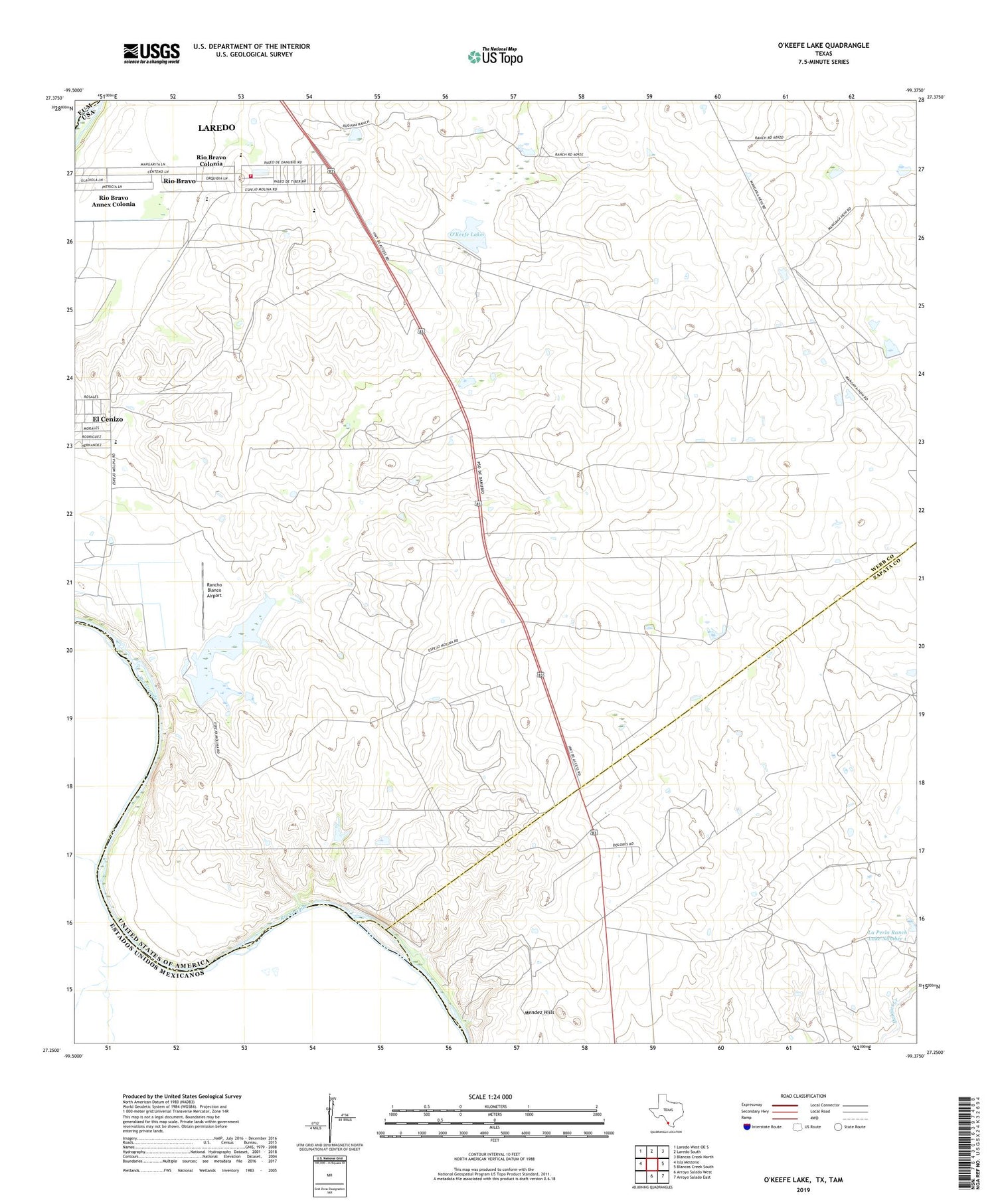 O'Keefe Lake Texas US Topo Map Image
