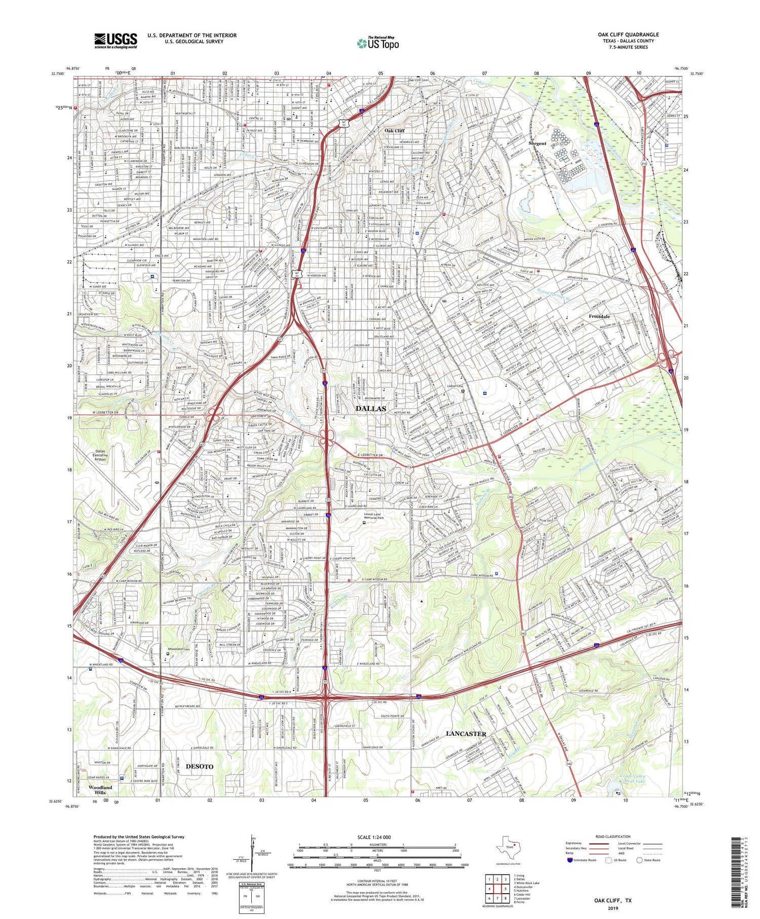 Oak Cliff Texas US Topo Map Image