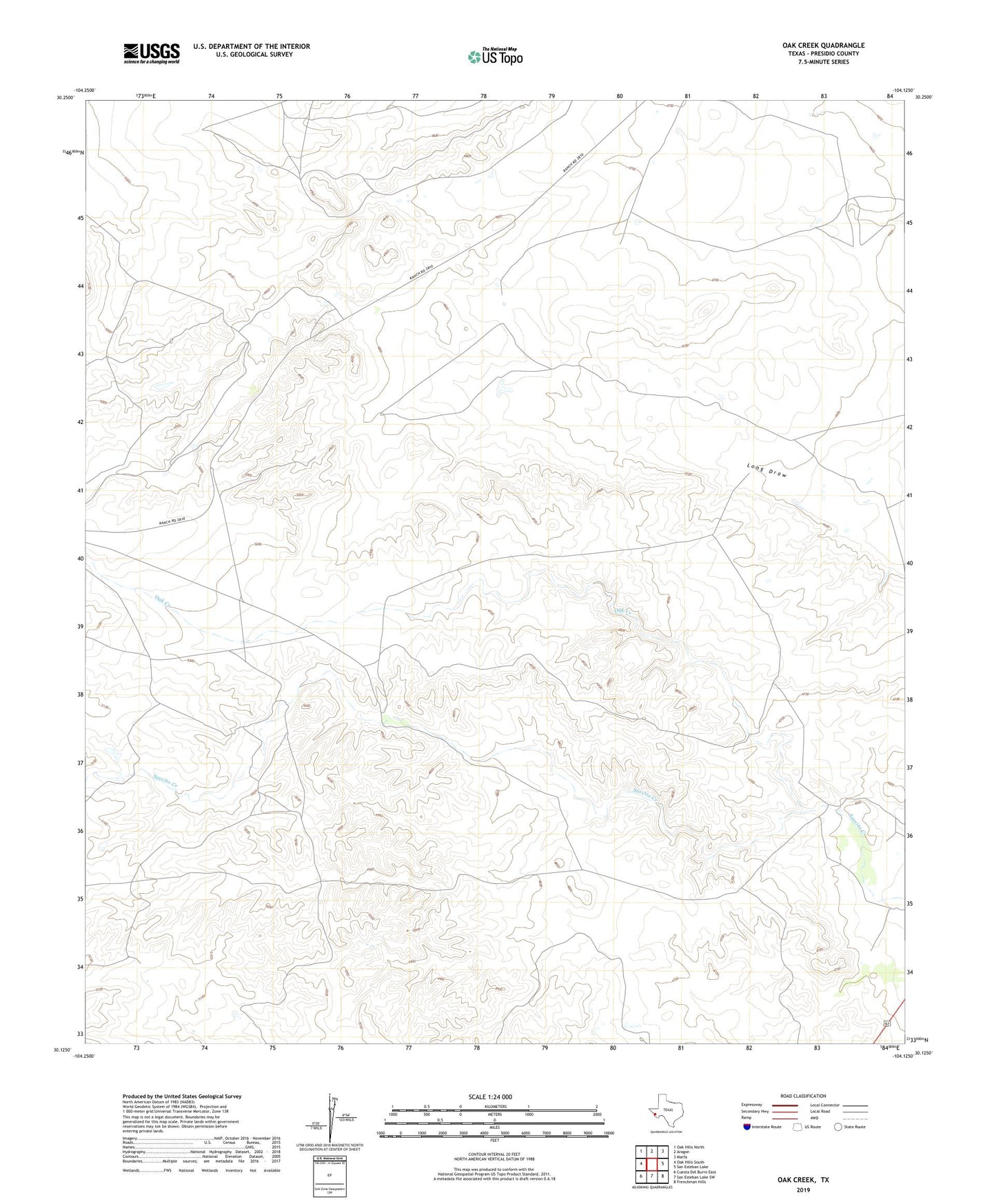 Oak Creek Texas US Topo Map Image