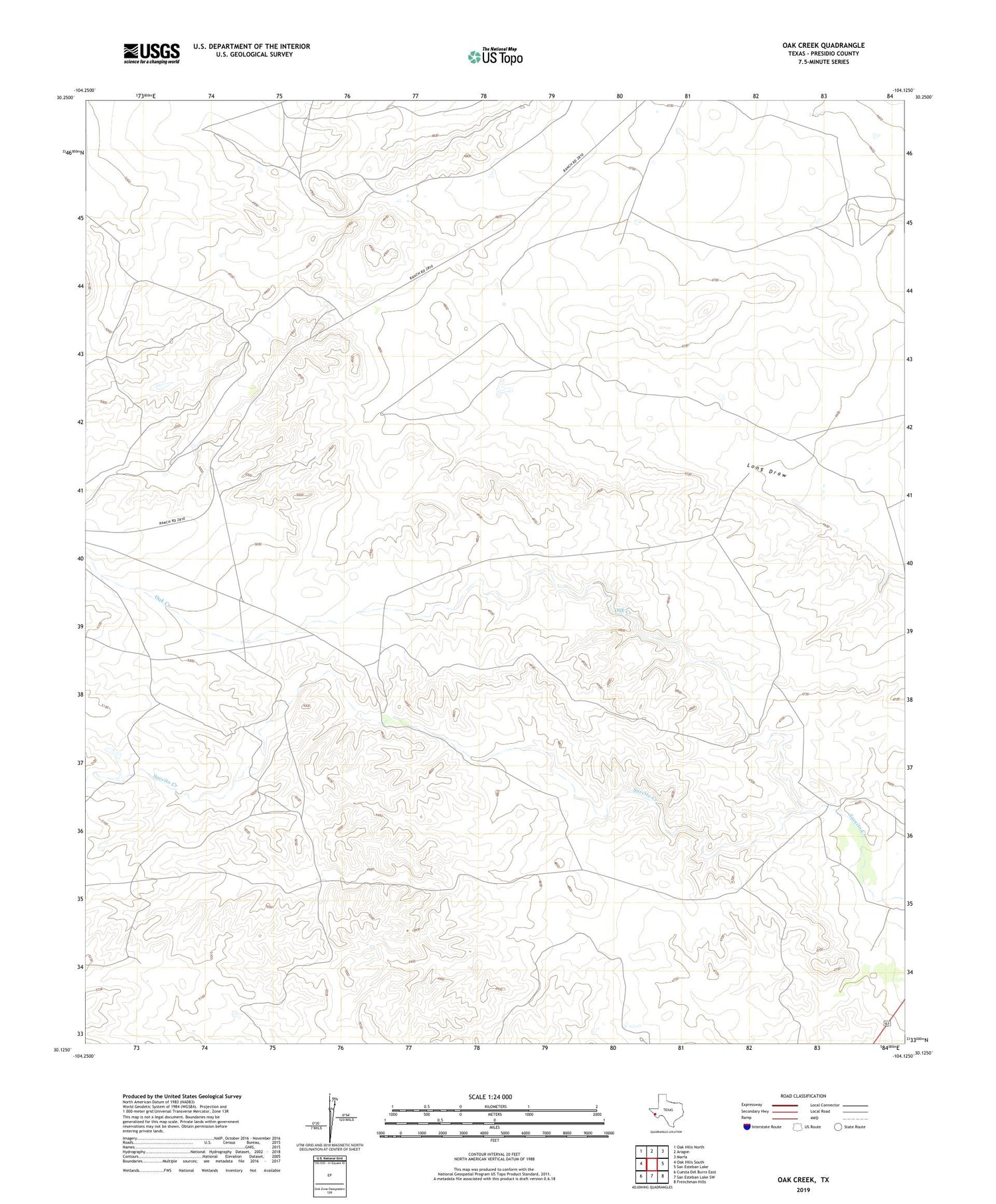 Oak Creek Texas US Topo Map Image