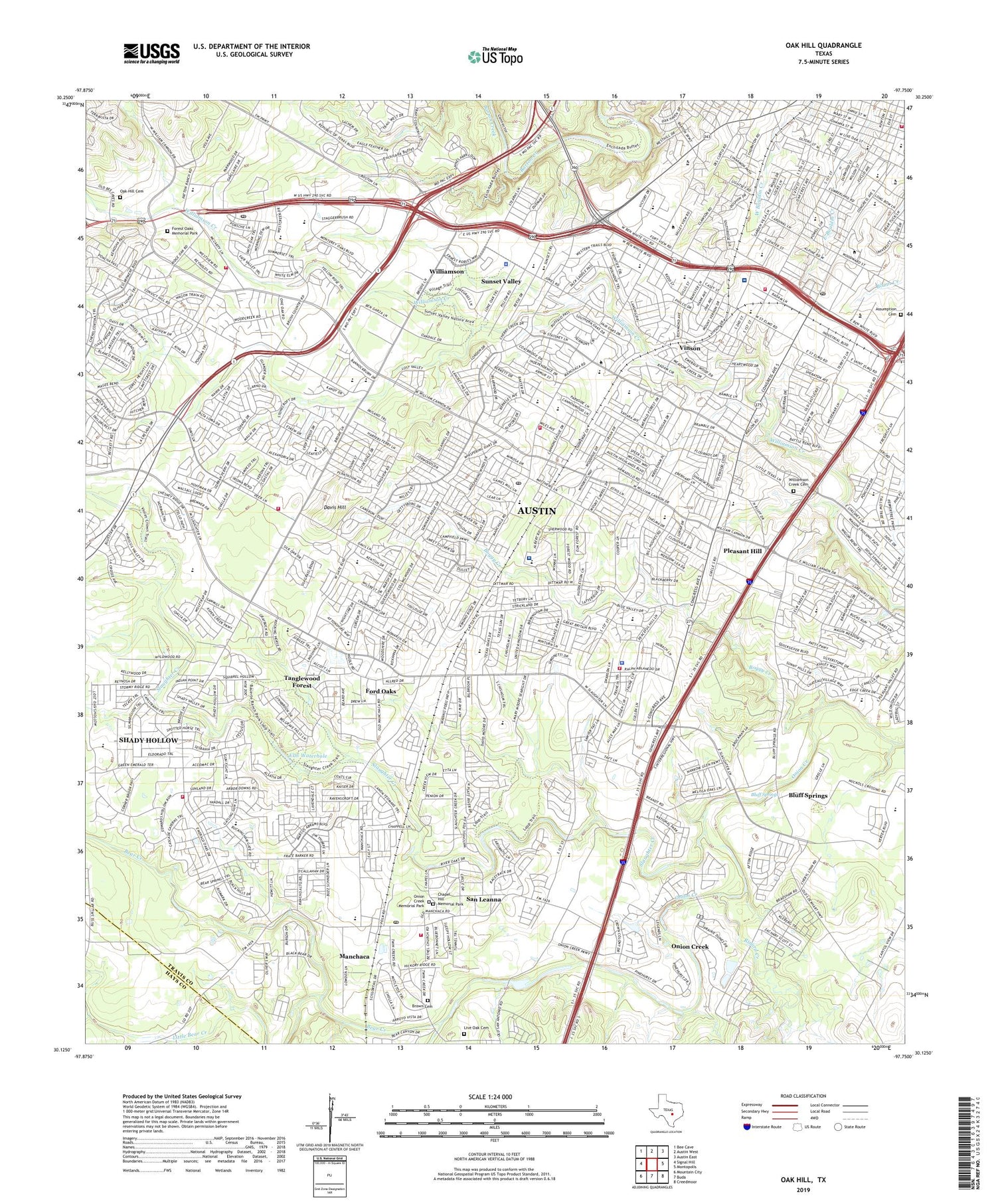 Oak Hill Texas US Topo Map Image