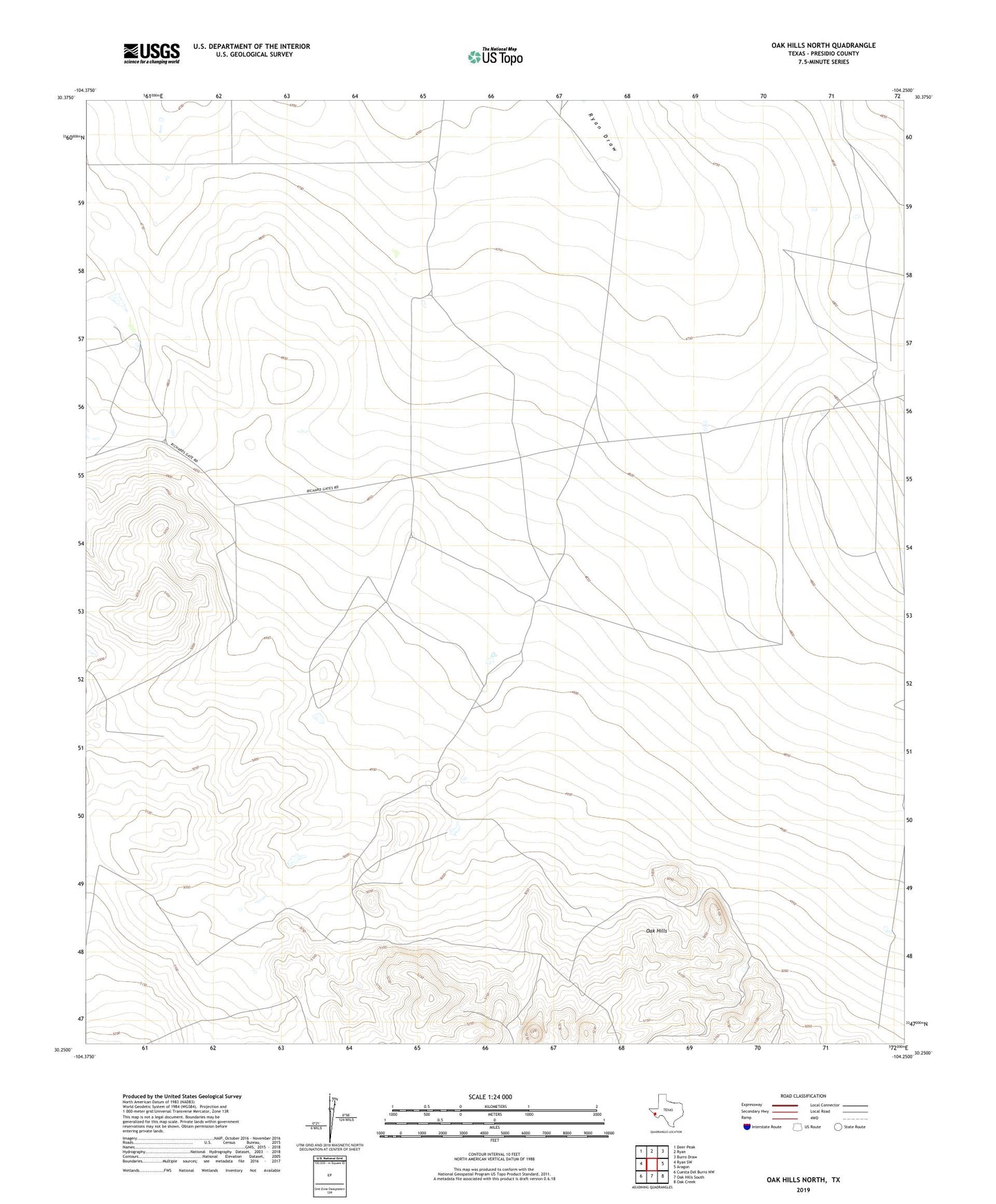 Oak Hills North Texas US Topo Map Image