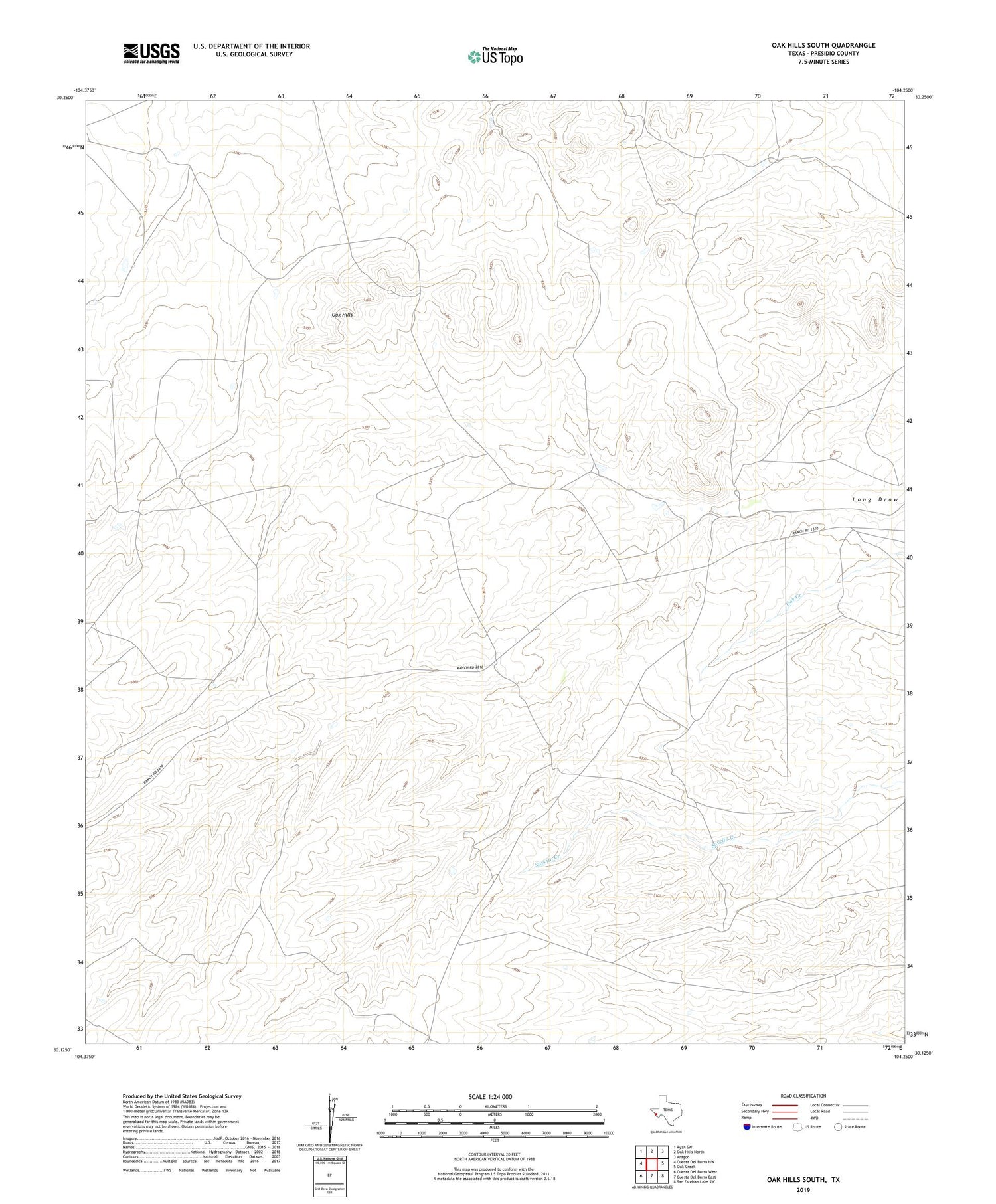 Oak Hills South Texas US Topo Map Image