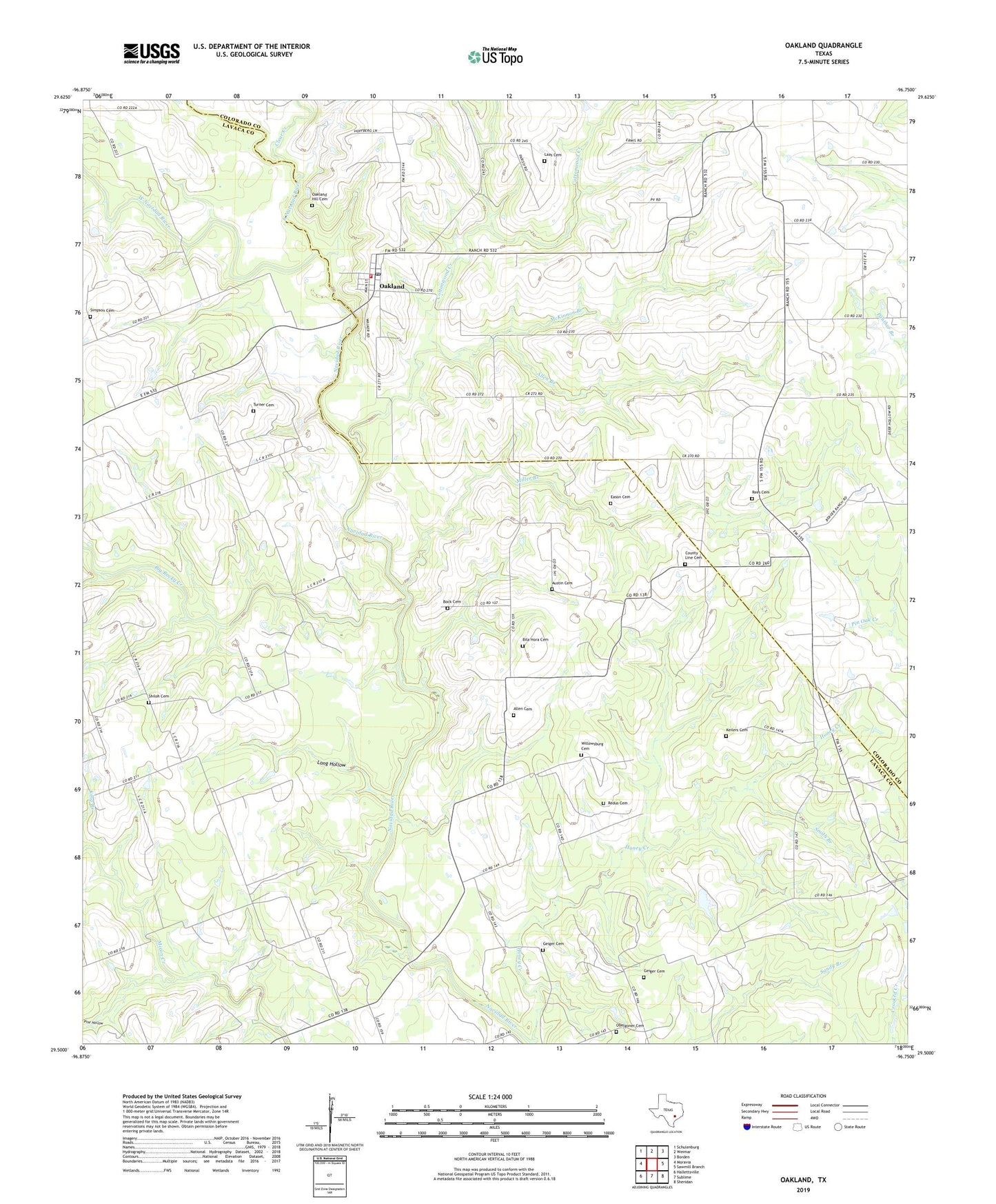 Oakland Texas US Topo Map Image