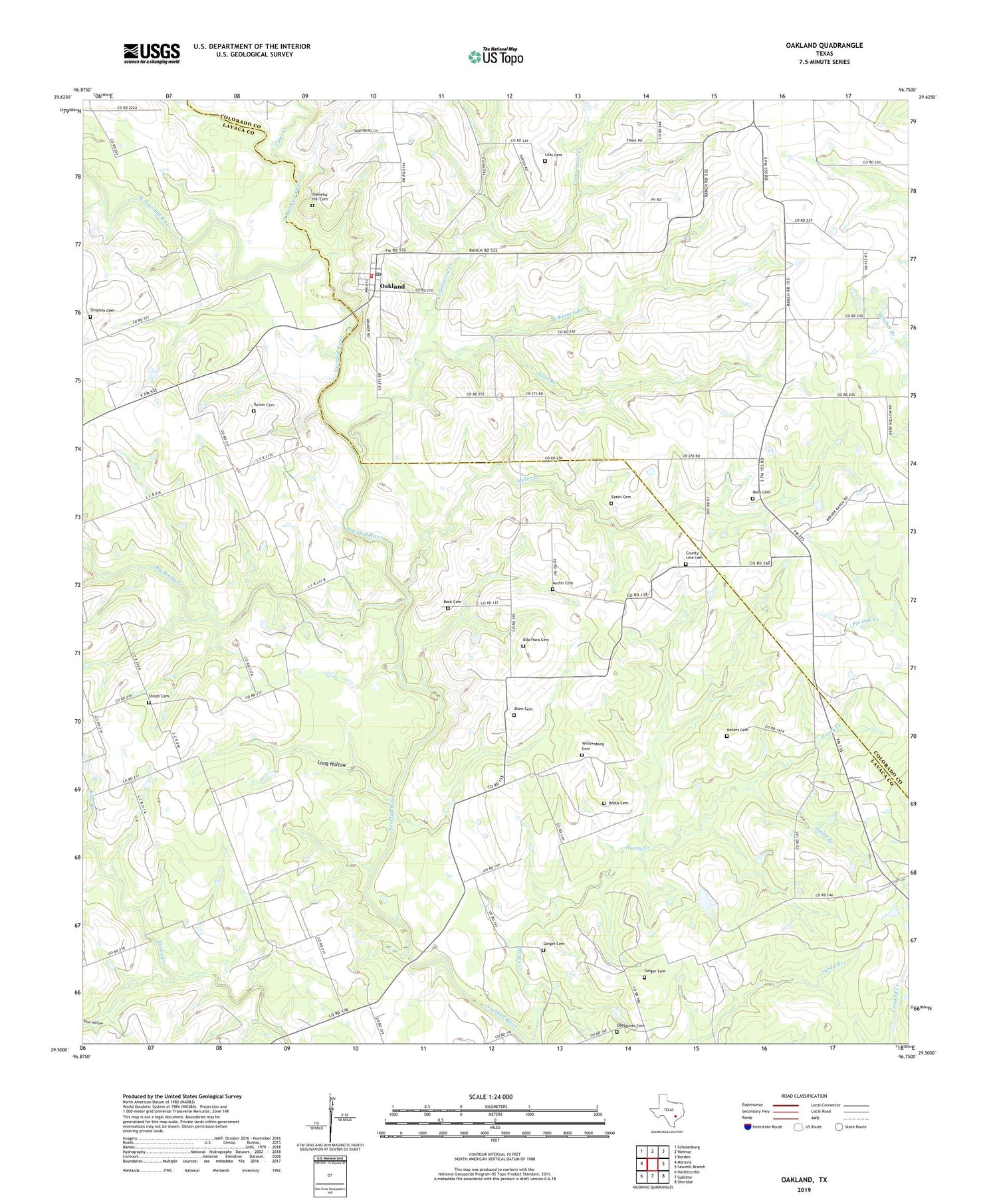 Oakland Texas US Topo Map Image