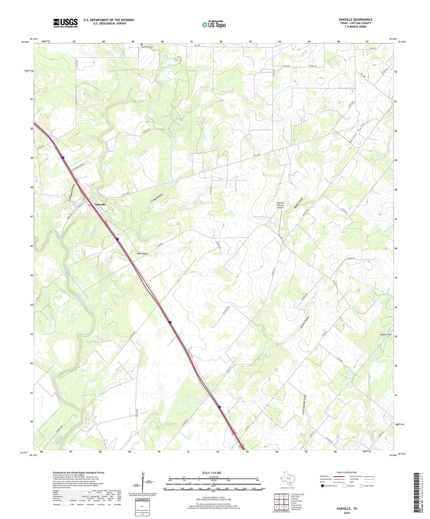Oakville Texas US Topo Map Image