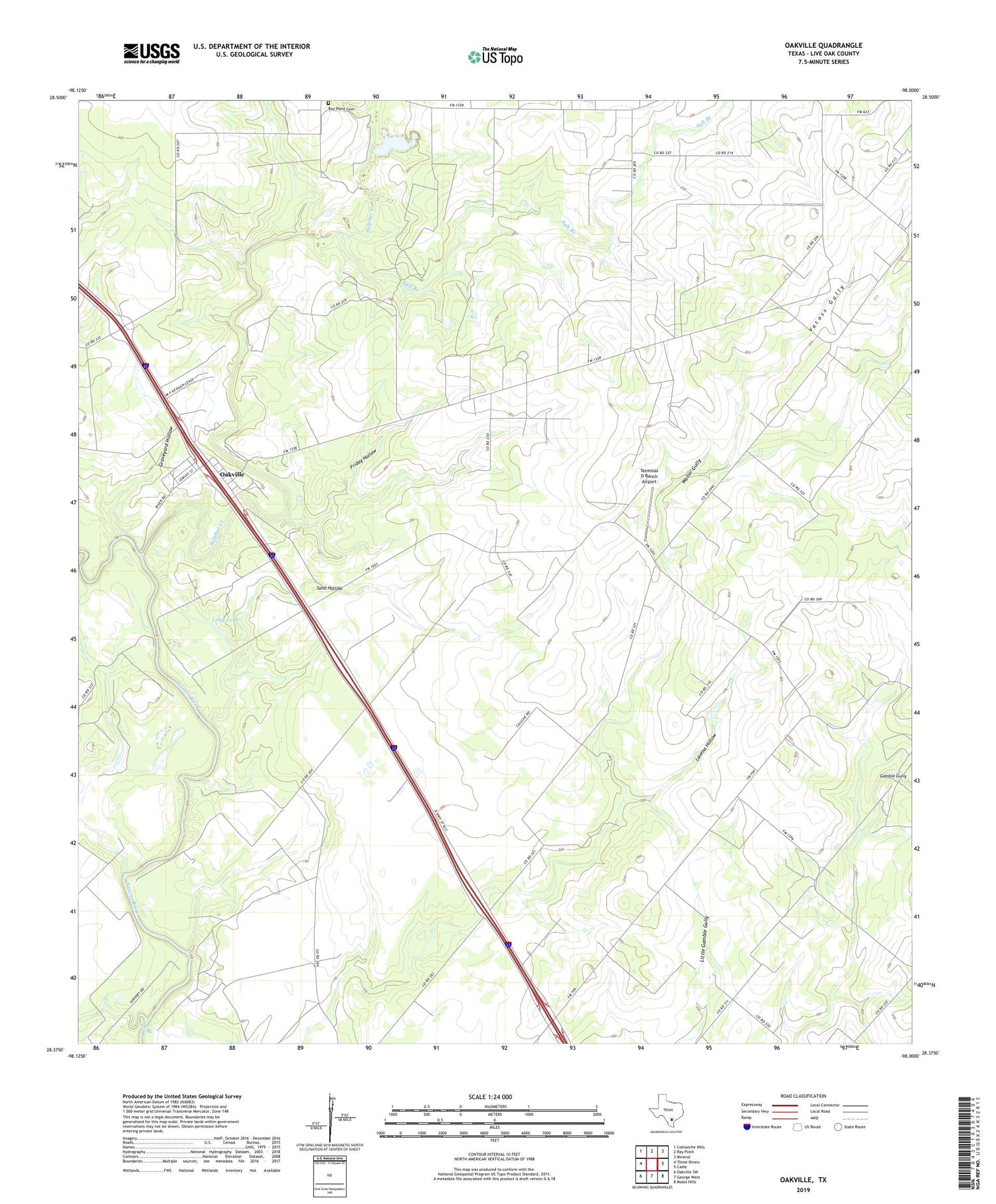 Oakville Texas US Topo Map Image
