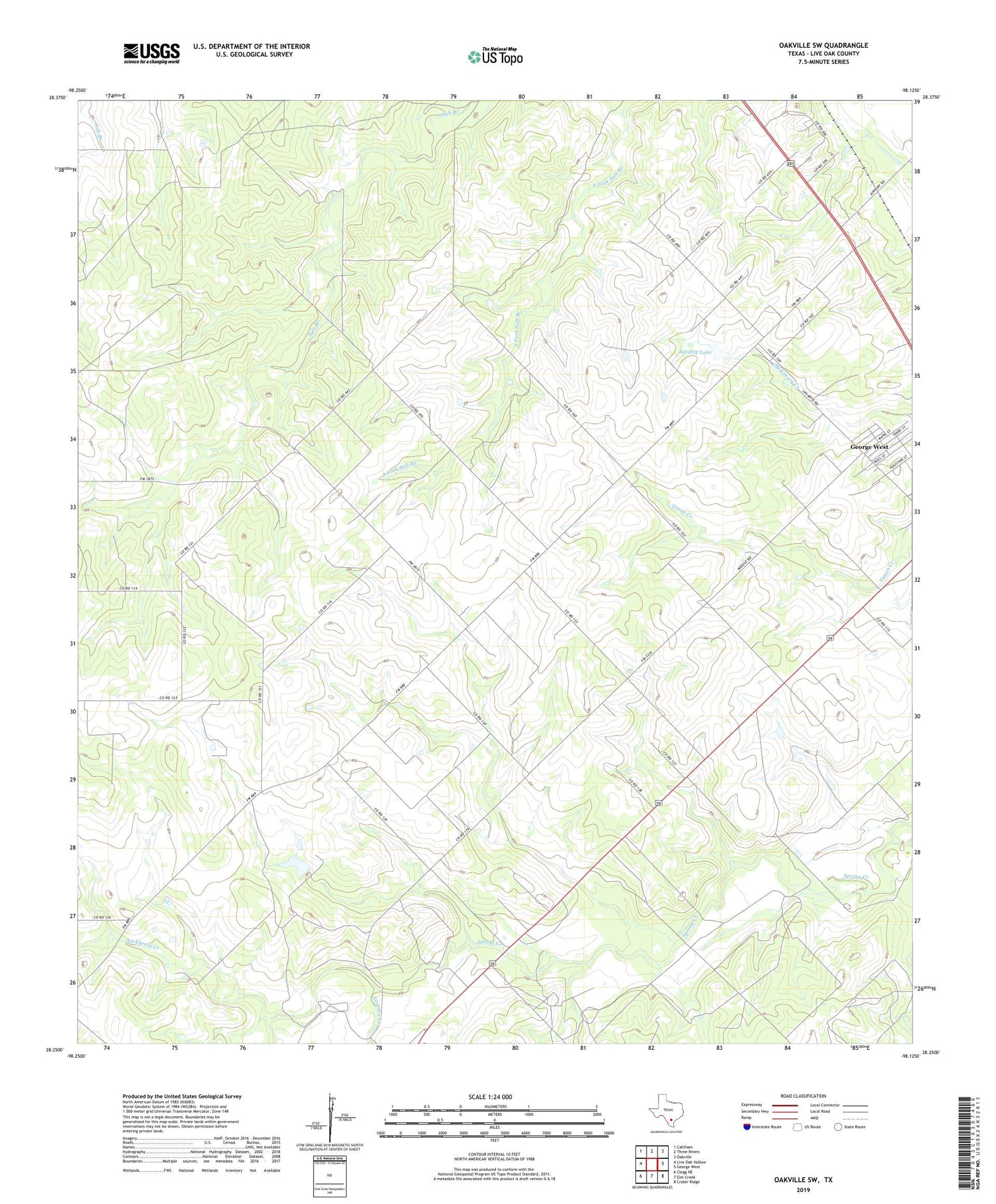 Oakville SW Texas US Topo Map Image