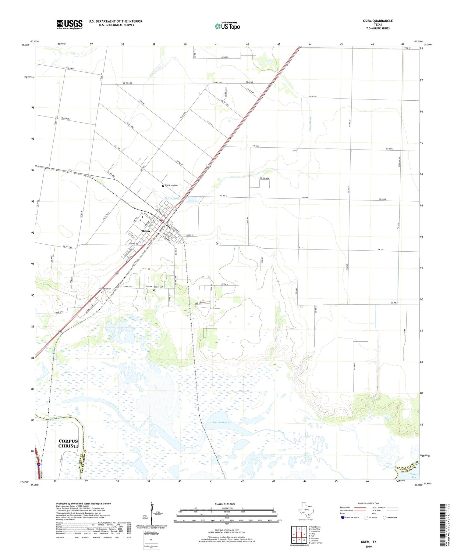 Odem Texas US Topo Map Image