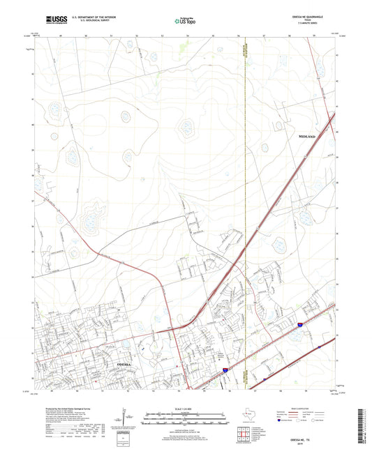Odessa NE Texas US Topo Map Image