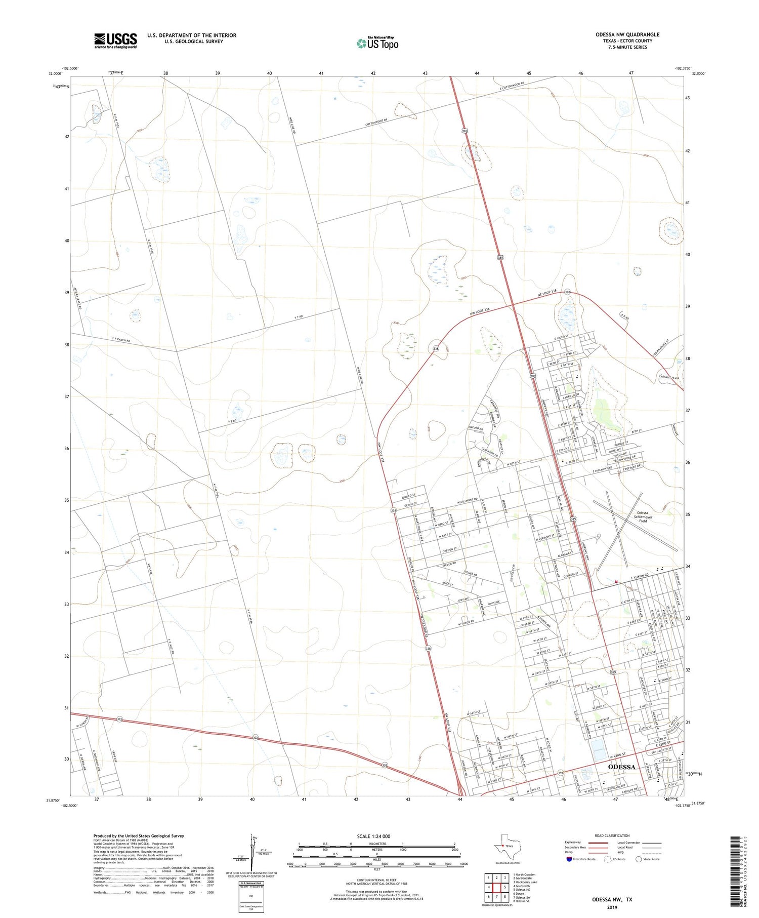 Odessa NW Texas US Topo Map Image