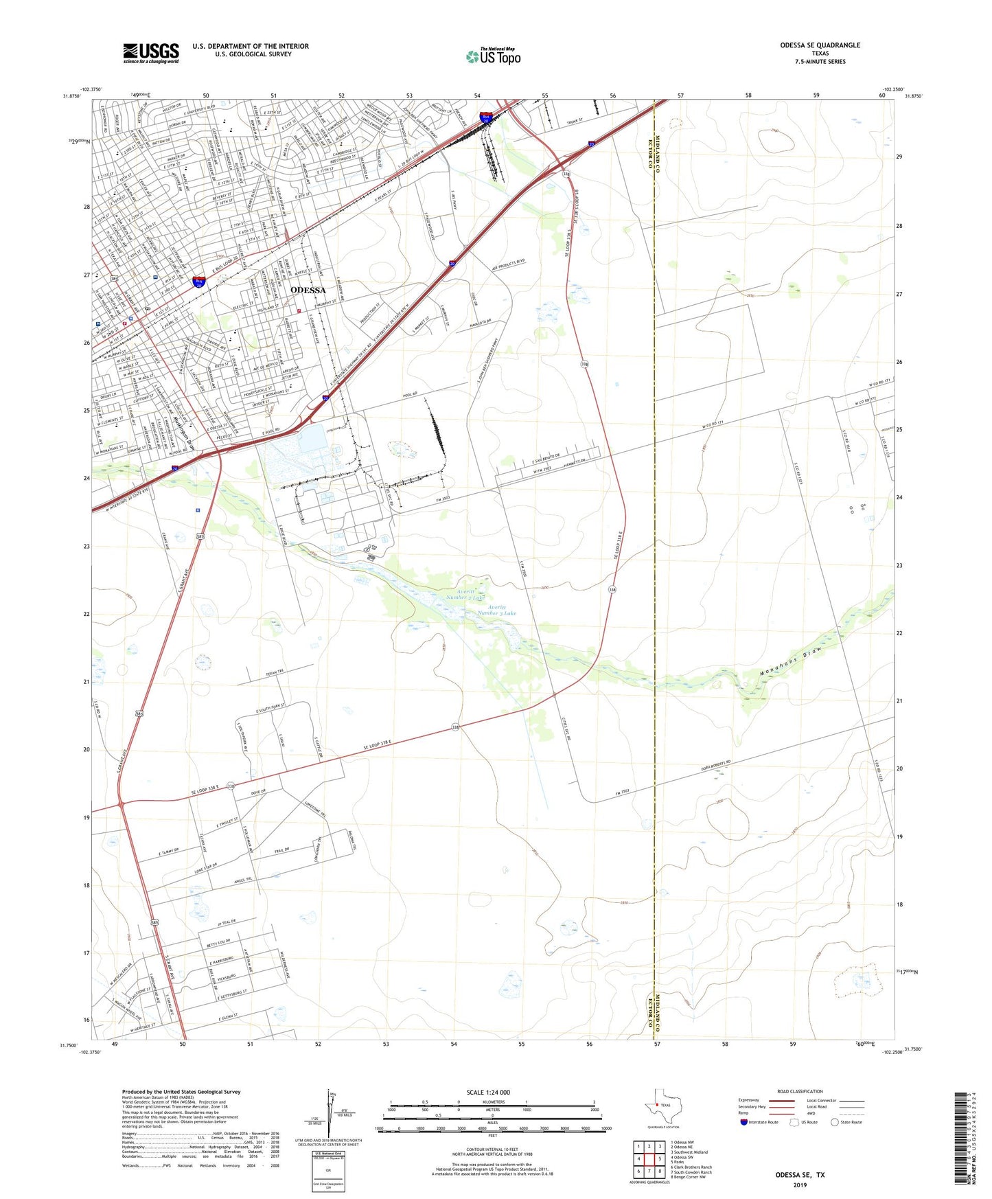 Odessa SE Texas US Topo Map Image
