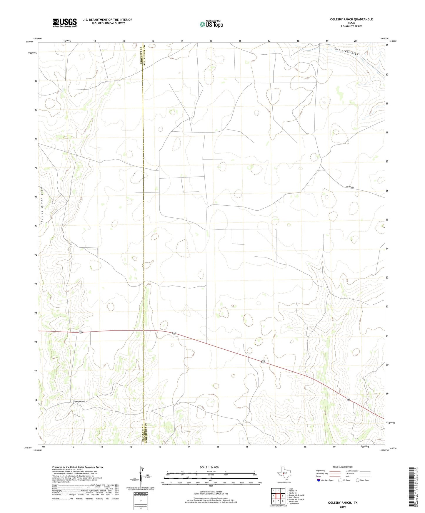 Oglesby Ranch Texas US Topo Map Image
