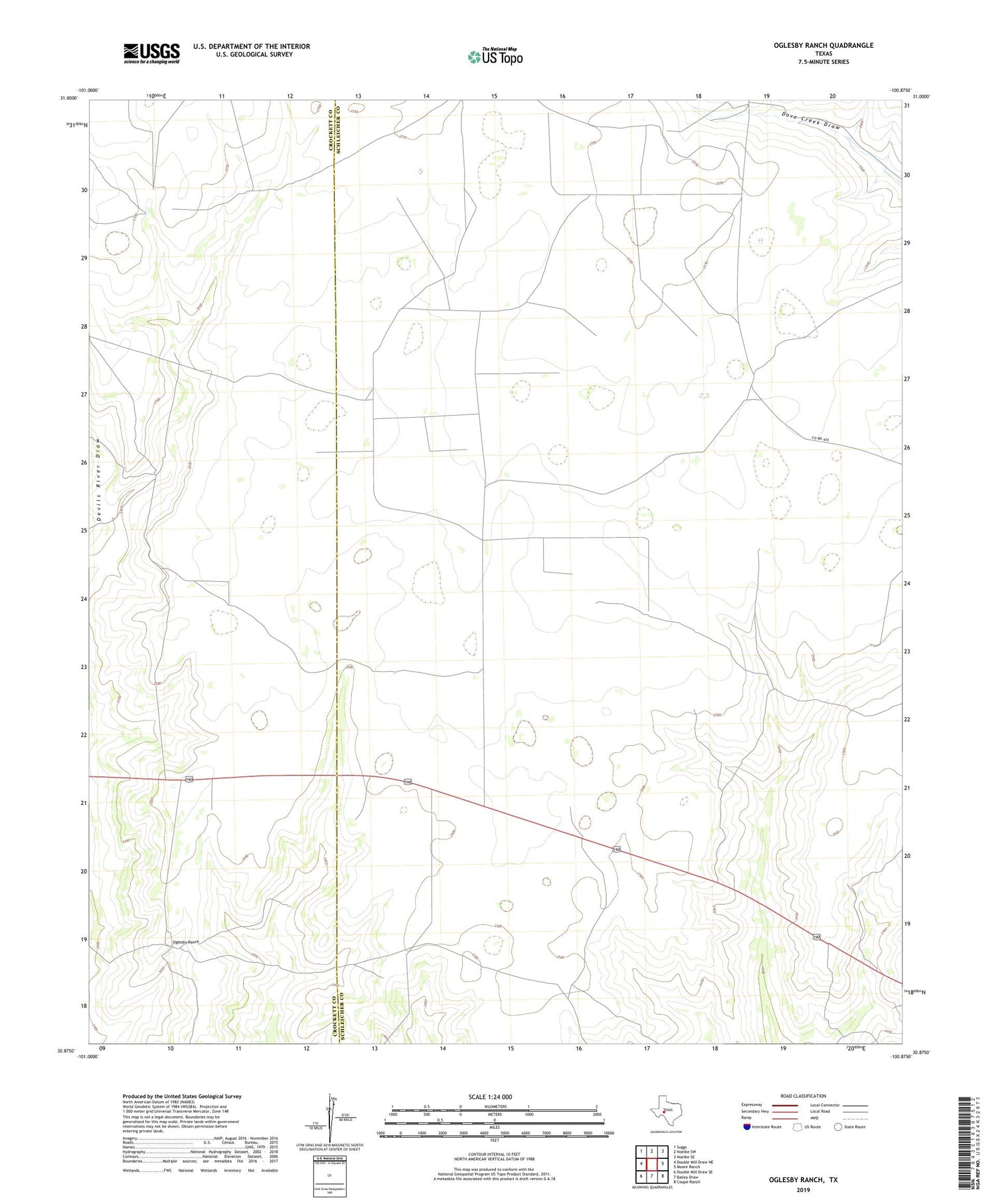 Oglesby Ranch Texas US Topo Map Image